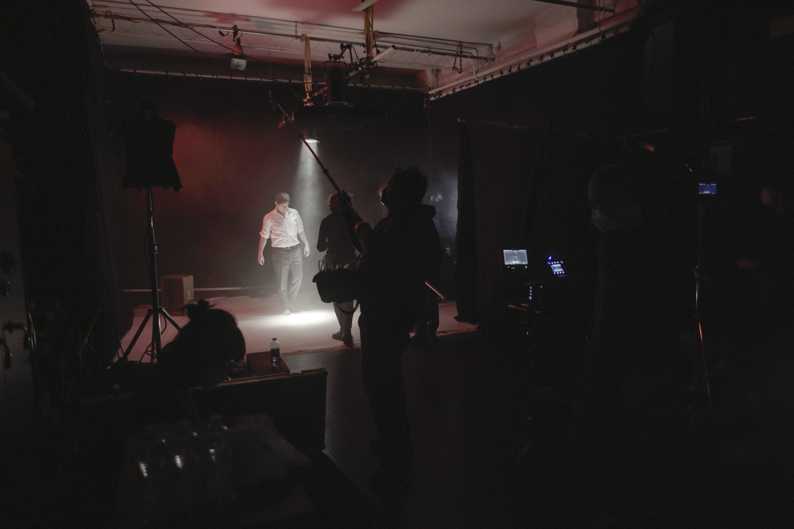 The energy is high at Instudio.org's Studio A as Rai 1 captures scenes on black limbo for a new film